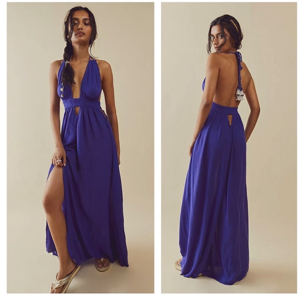 Free People Look Into The Sun Backless Dress Purple